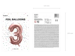 Balon CYFRA 3 różowe złoto 86cm