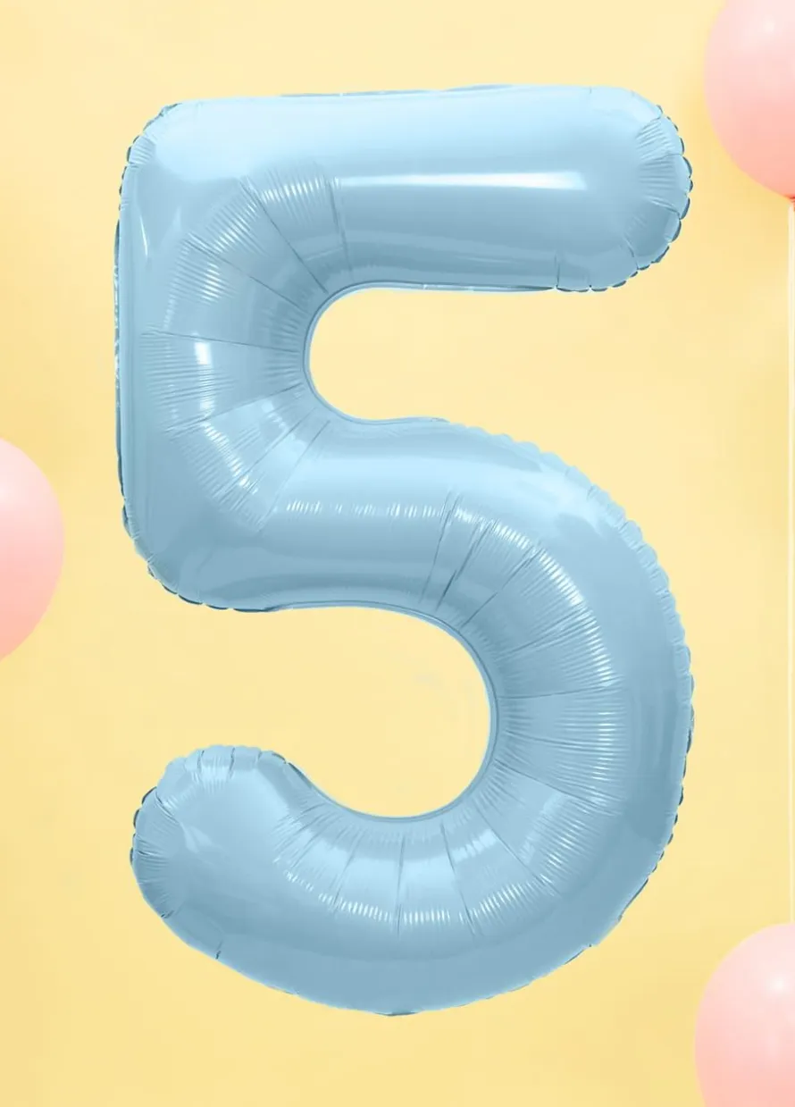 Balon foliowy CYFRA 5 niebieski 86cm
