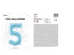 Balon foliowy CYFRA 5 niebieski 86cm