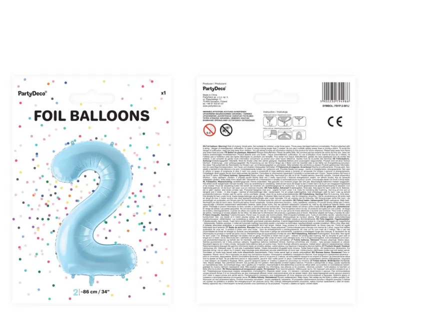 Balon foliowy CYFRA 2 niebieski 86cm