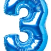 Balon foliowy CYFRA 3 niebieski 100cm