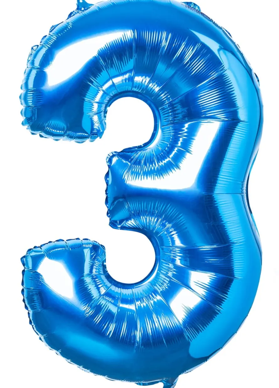 Balon foliowy CYFRA 3 niebieski 100cm