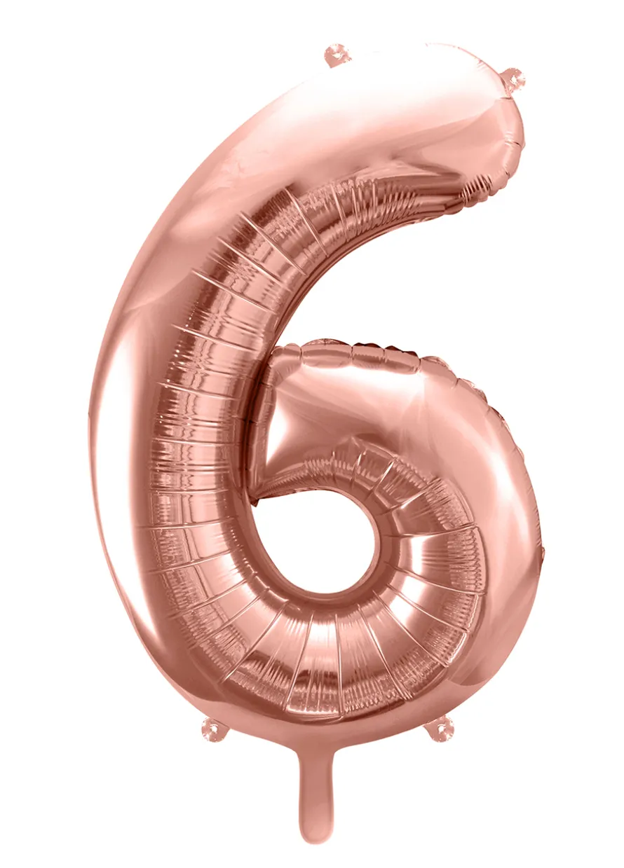Balon foliowy CYFRA 6 różowe złoto 86 cm