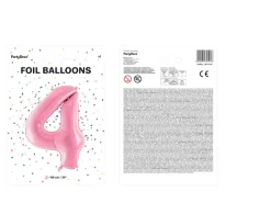 Balon foliowy CYFRA 4 różowy 86cm