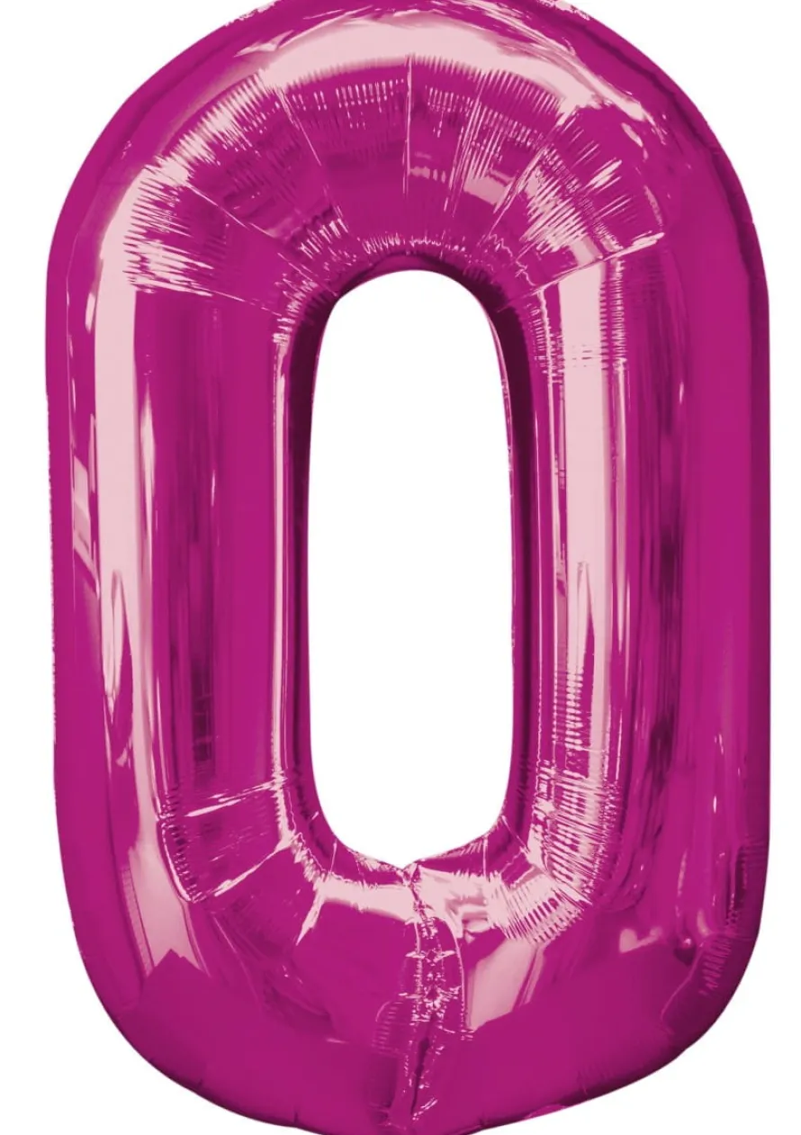 Balon foliowy CYFRA 0 różowy 85cm