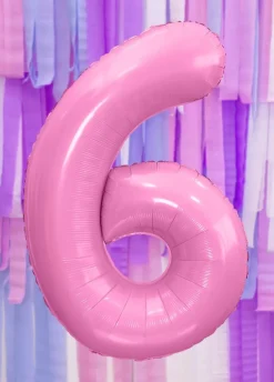 Balon foliowy CYFRA 6 różowy 86cm
