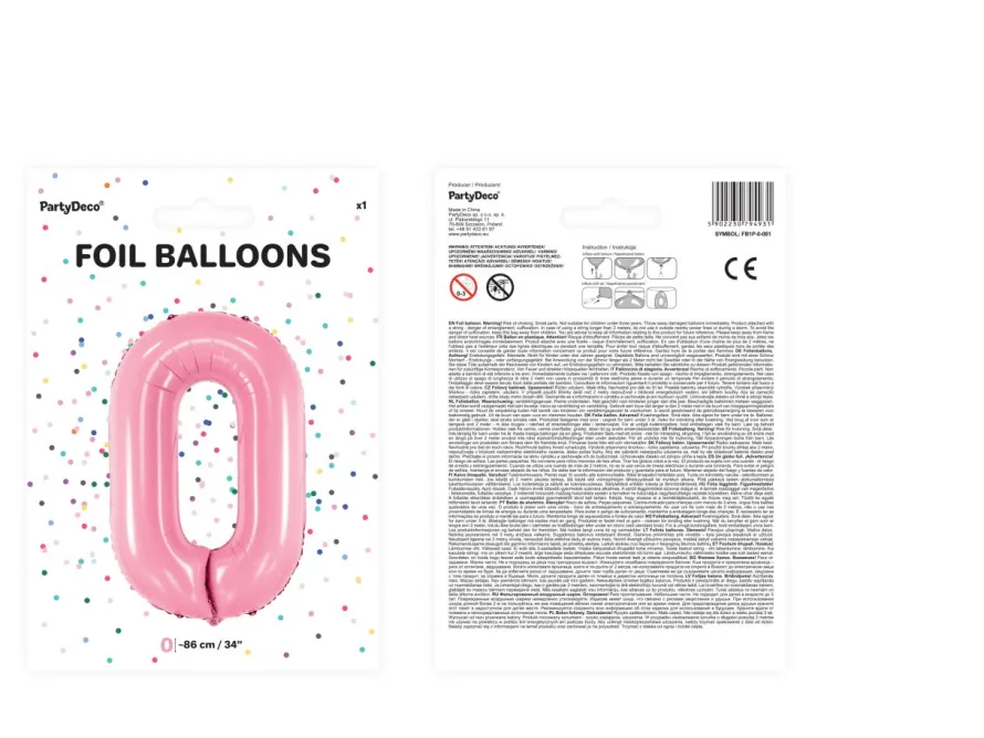 Balon foliowy CYFRA 0 różowy 86cm