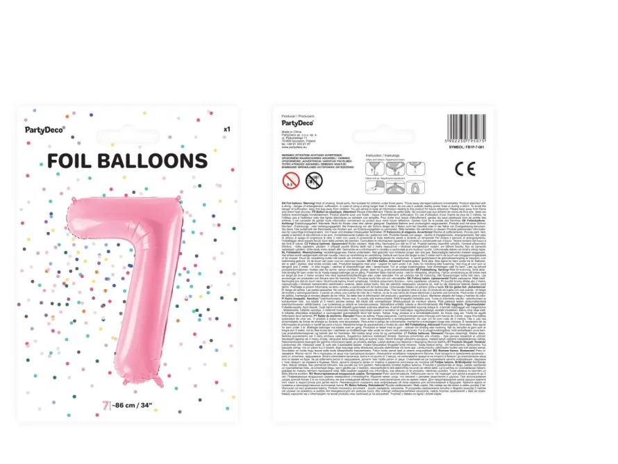 Balon foliowy CYFRA 7 różowy 86cm