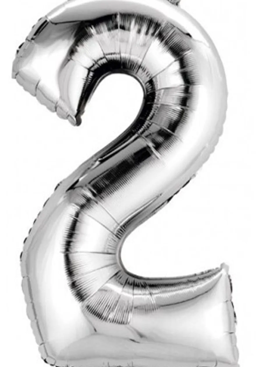 Balon foliowy CYFRA 2 srebrny 85cm
