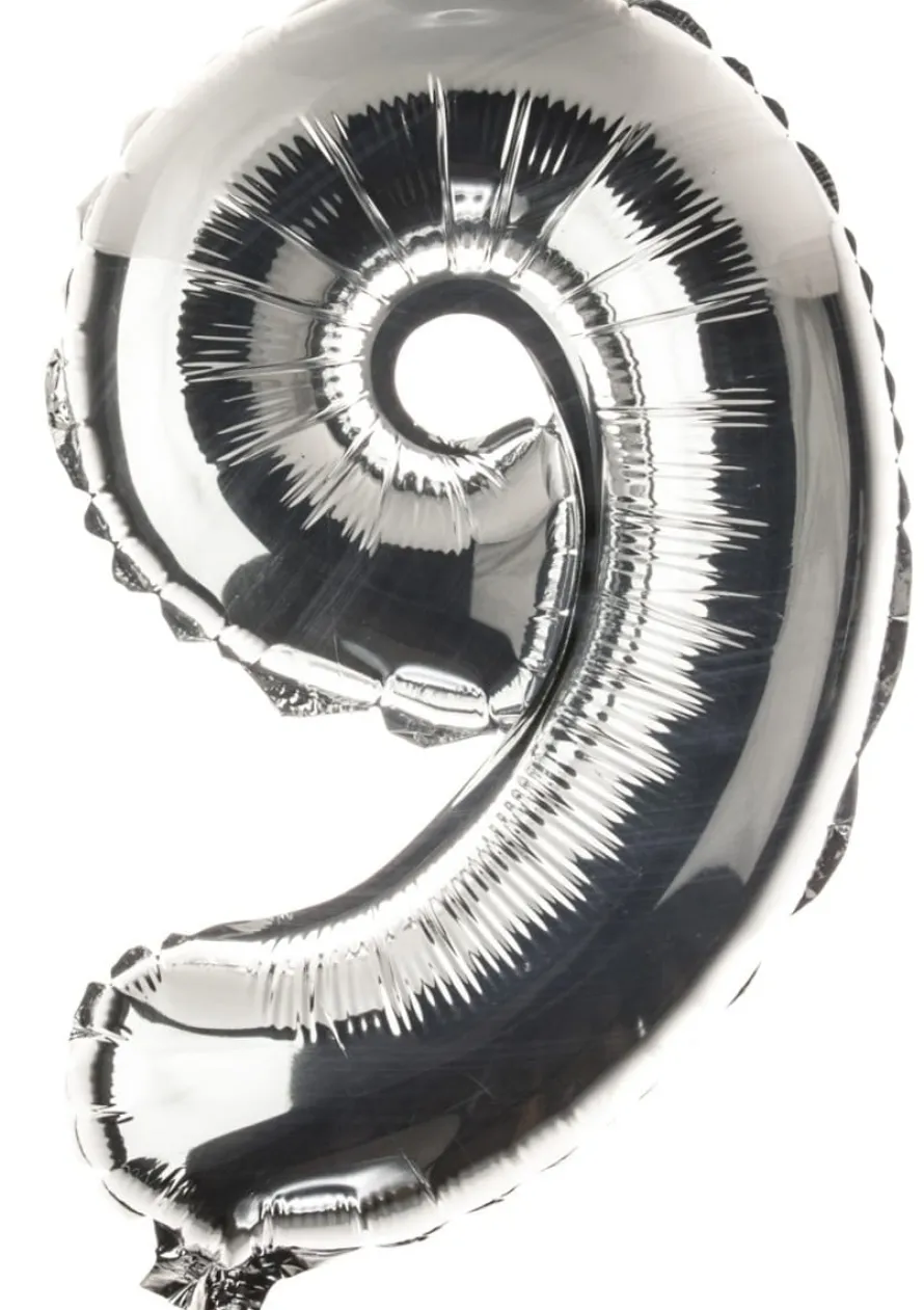 Balon foliowy CYFRA 9 srebrny 85cm