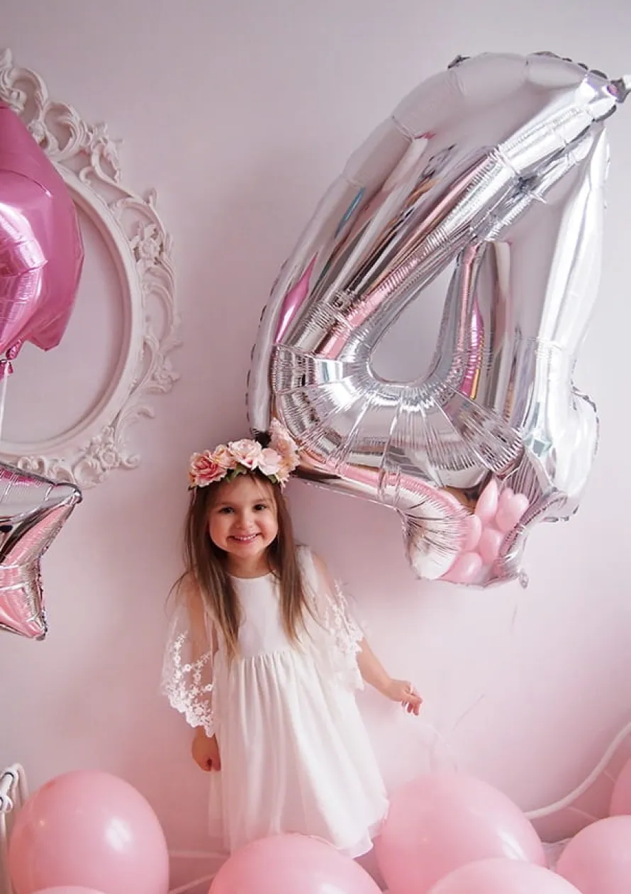 Balon foliowy CYFRA 4 srebrny 85cm