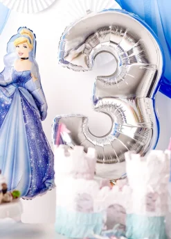 Balon foliowy CYFRA 3 srebrny 85cm