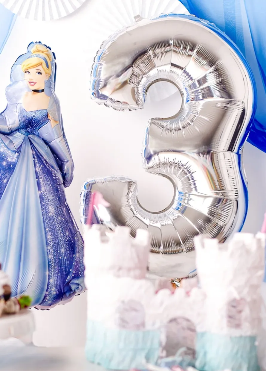 Balon foliowy CYFRA 3 srebrny 85cm
