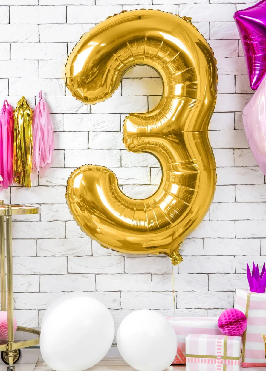 Balon foliowy CYFRA 3 złoty 86cm