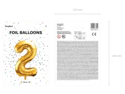 Balon foliowy CYFRA 2 złoty 86cm