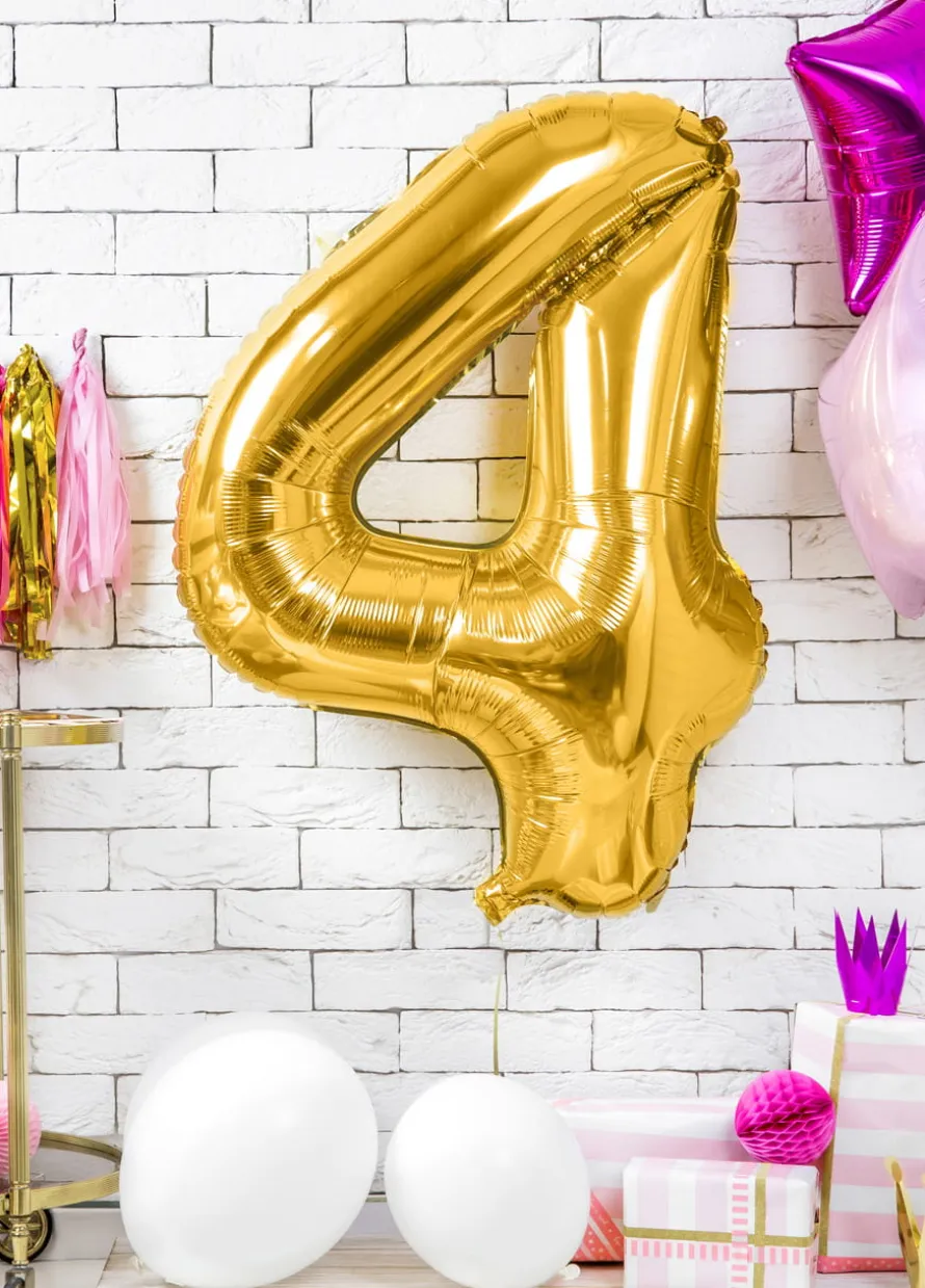 Balon foliowy CYFRA 4 złoty 86cm