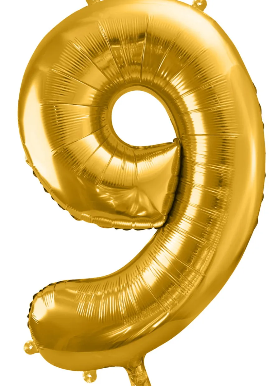 Balon foliowy CYFRA 9 złoty 86cm