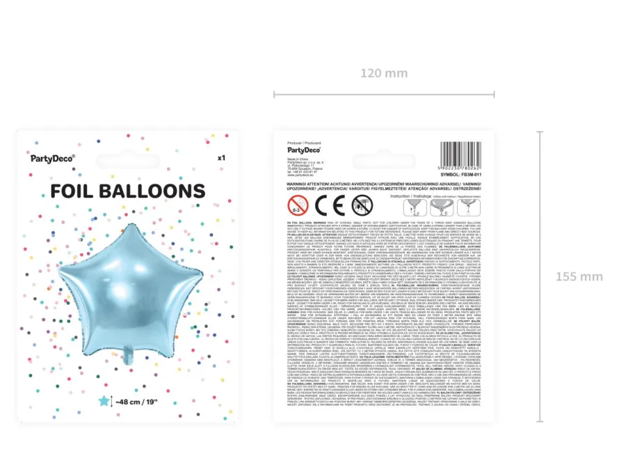 Balon foliowy GWIAZDA błękitny 48cm