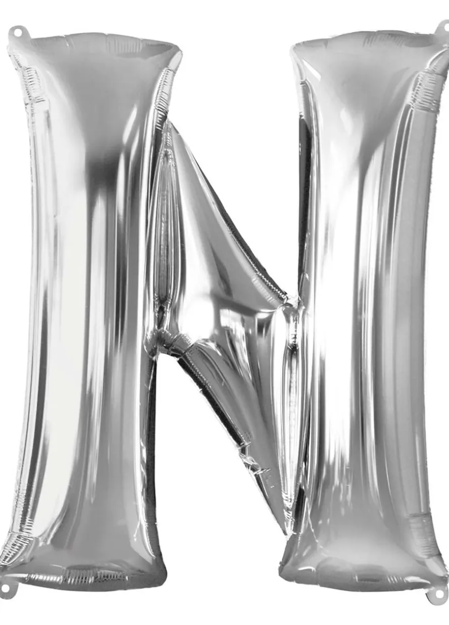 Balon foliowy LITERKA N srebrny 80cm