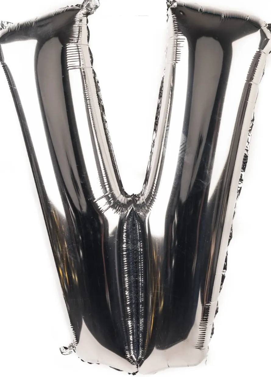 Balon foliowy LITERKA V srebrny 85cm