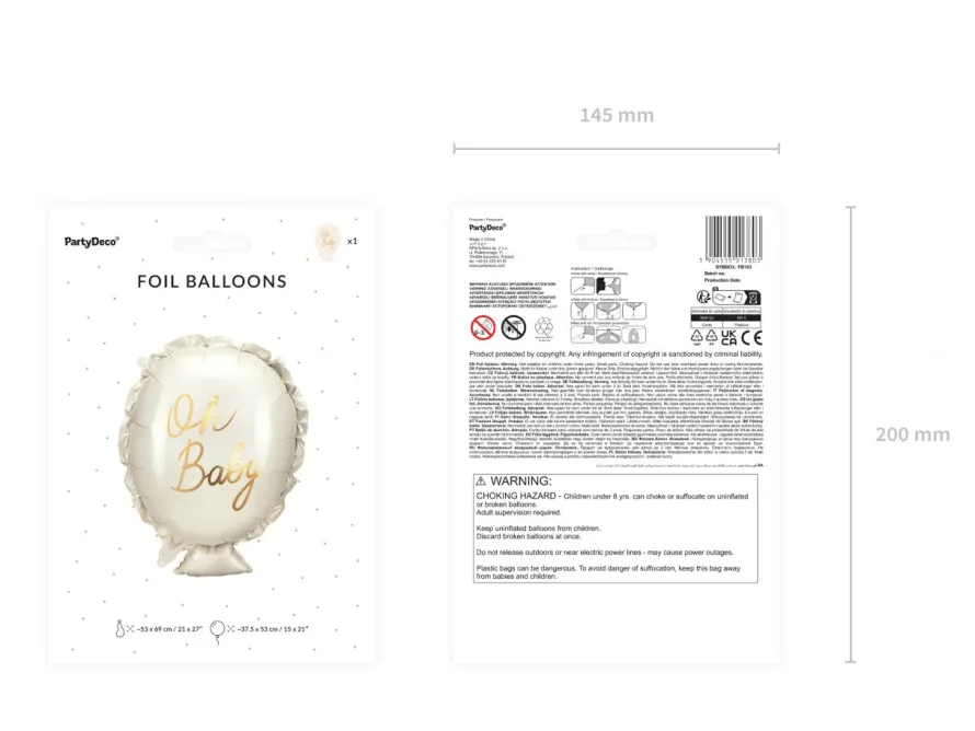 Balon foliowy na baby shower OH BABY