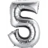 Balon foliowy na powietrze CYFRA 5 srebrny 40cm