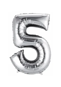 Balon foliowy na powietrze CYFRA 5 srebrny 40cm