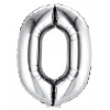 Balon foliowy na powietrze CYFRA 0 srebrny 40cm