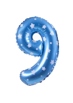 Balon foliowy na powietrze CYFRA 9 błękitny 40cm