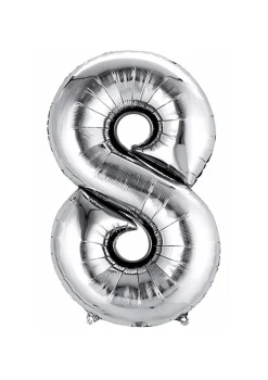 Balon foliowy na powietrze CYFRA 8 srebrny 40cm