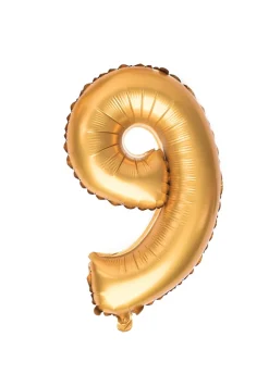 Balon foliowy na powietrze CYFRA 9 złoty 40cm
