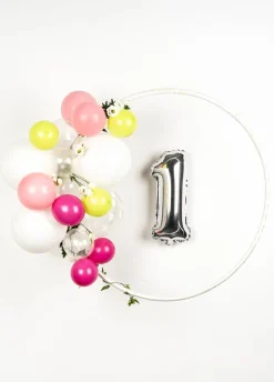 Balon foliowy na powietrze CYFRA 1 srebrny 40cm