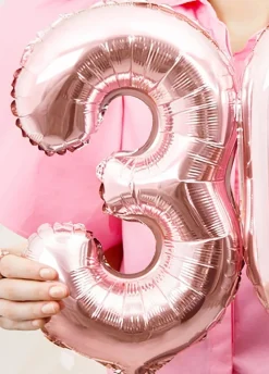 Balon foliowy na powietrze CYFRA 3 rose gold