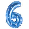 Balon foliowy na powietrze CYFRA 6 błękitny 40cm