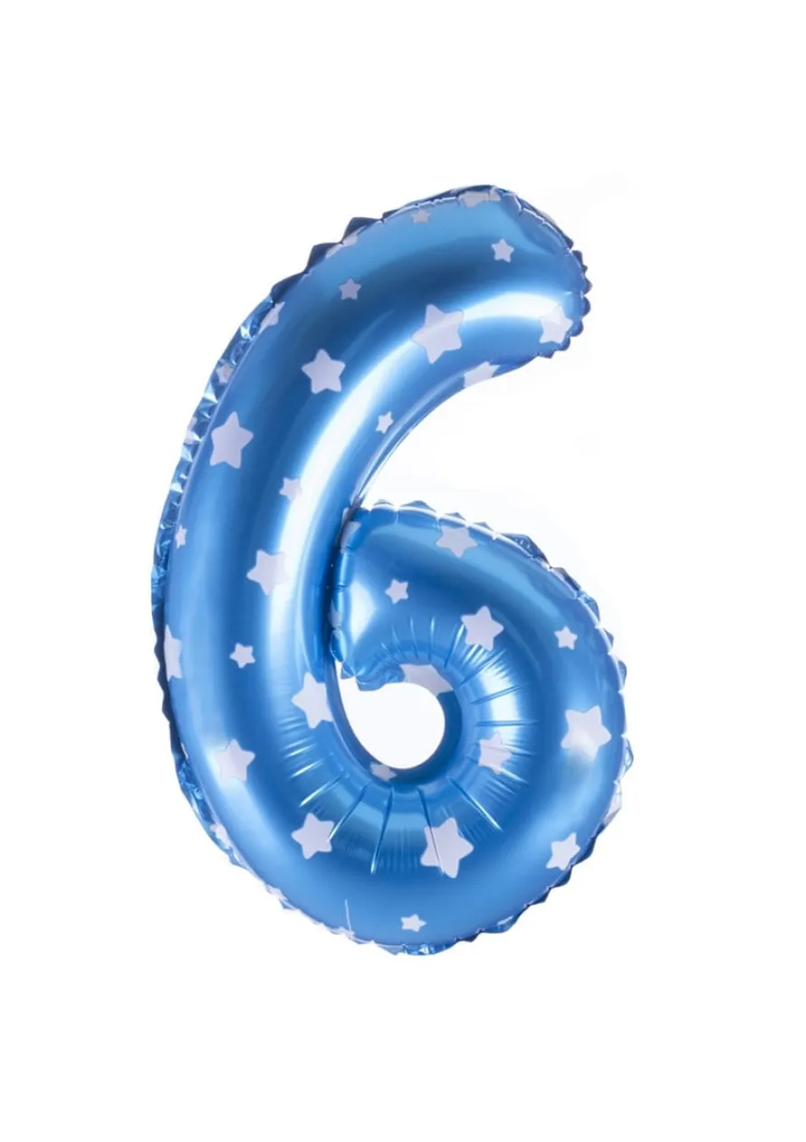 Balon foliowy na powietrze CYFRA 6 błękitny 40cm