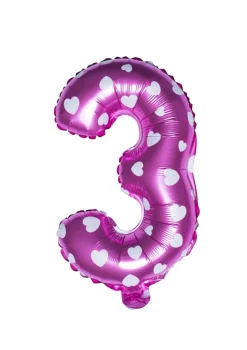 Balon foliowy na powietrze CYFRA 3 różowy 40cm