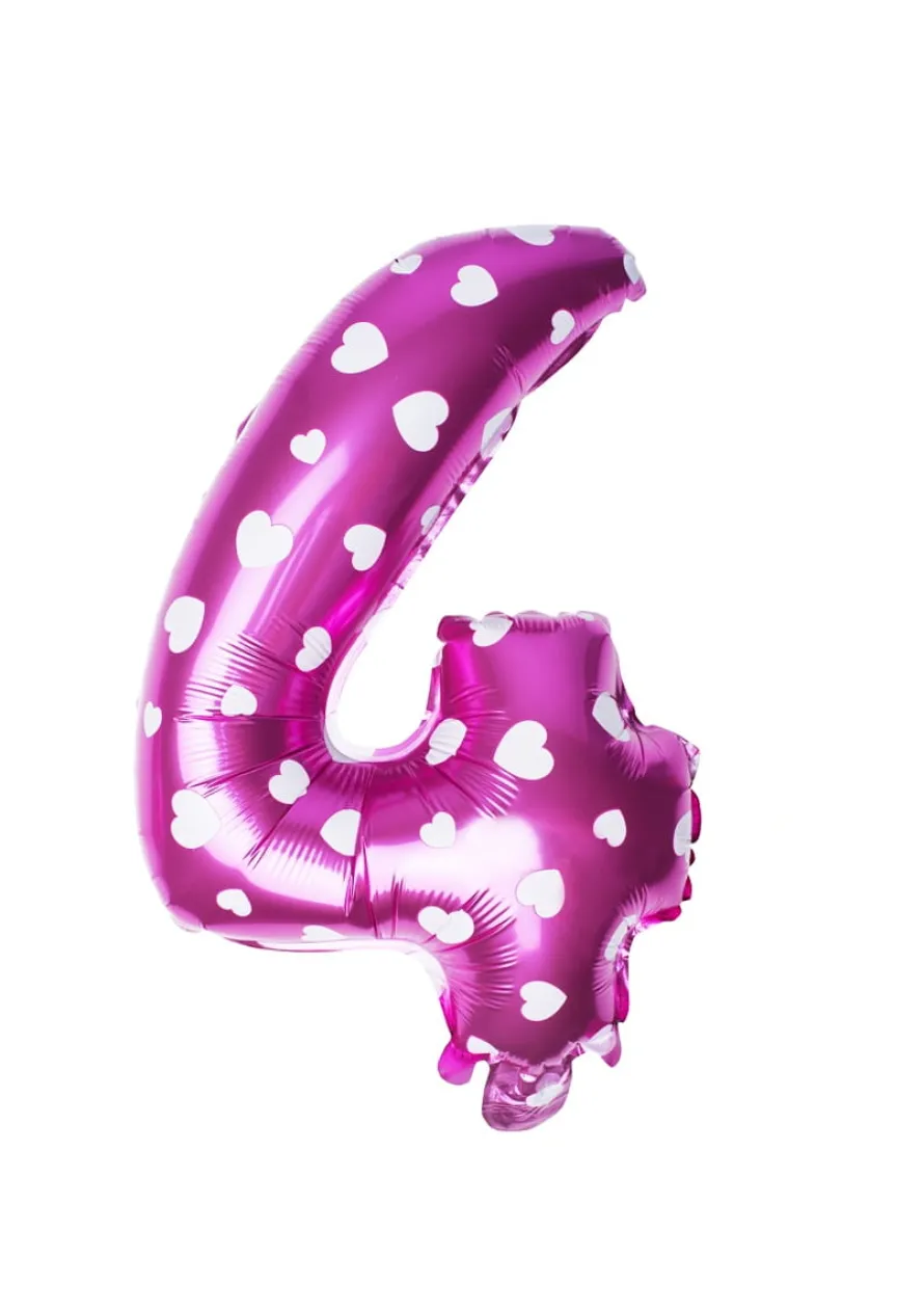 Balon foliowy na powietrze CYFRA 4 różowy 40cm