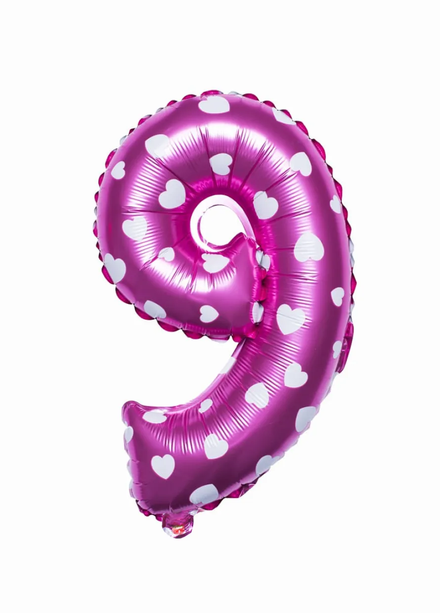 Balon foliowy na powietrze CYFRA 9 różowy 40cm