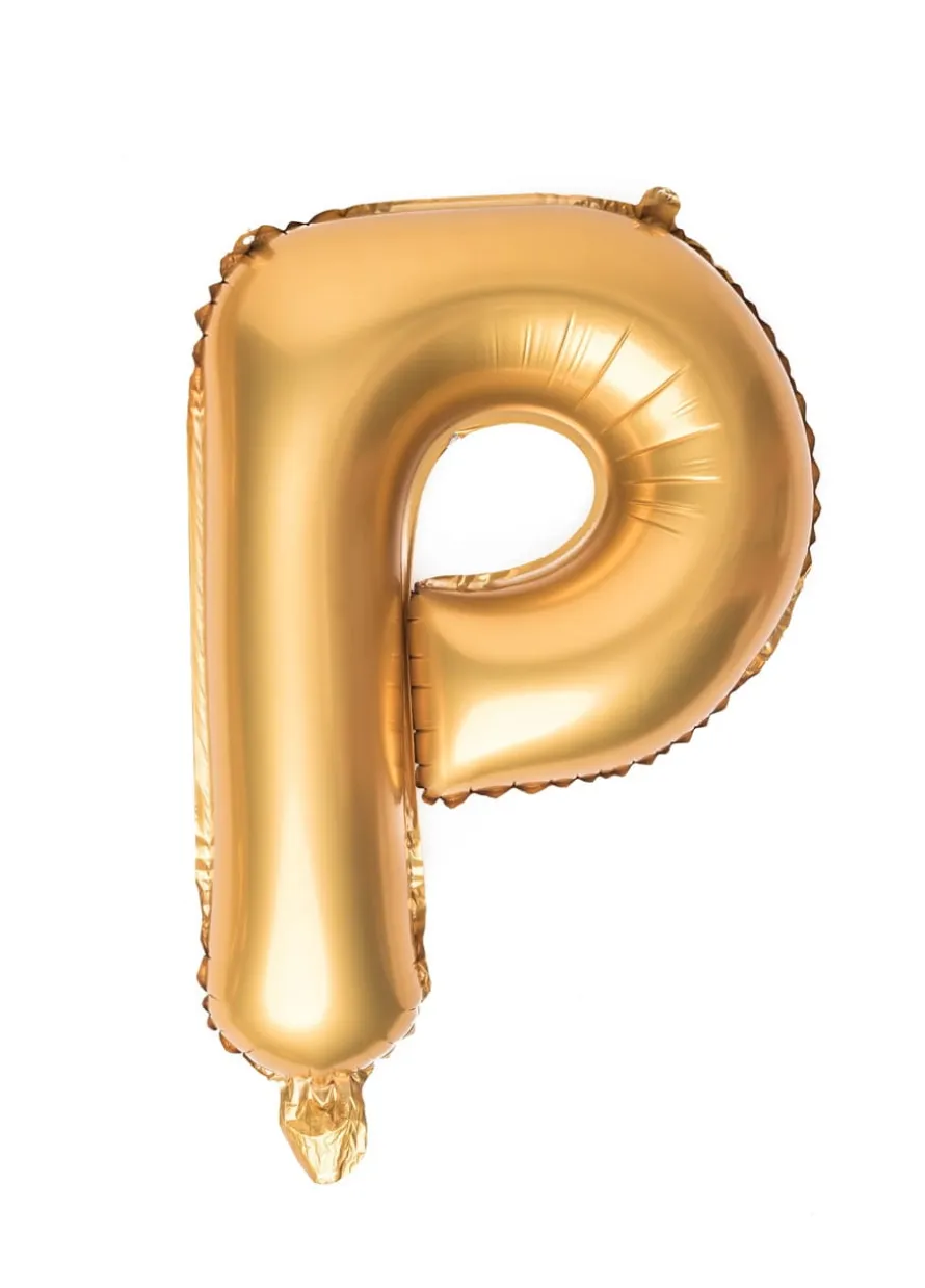 Balon foliowy na powietrze LITERKA P złoty 40cm