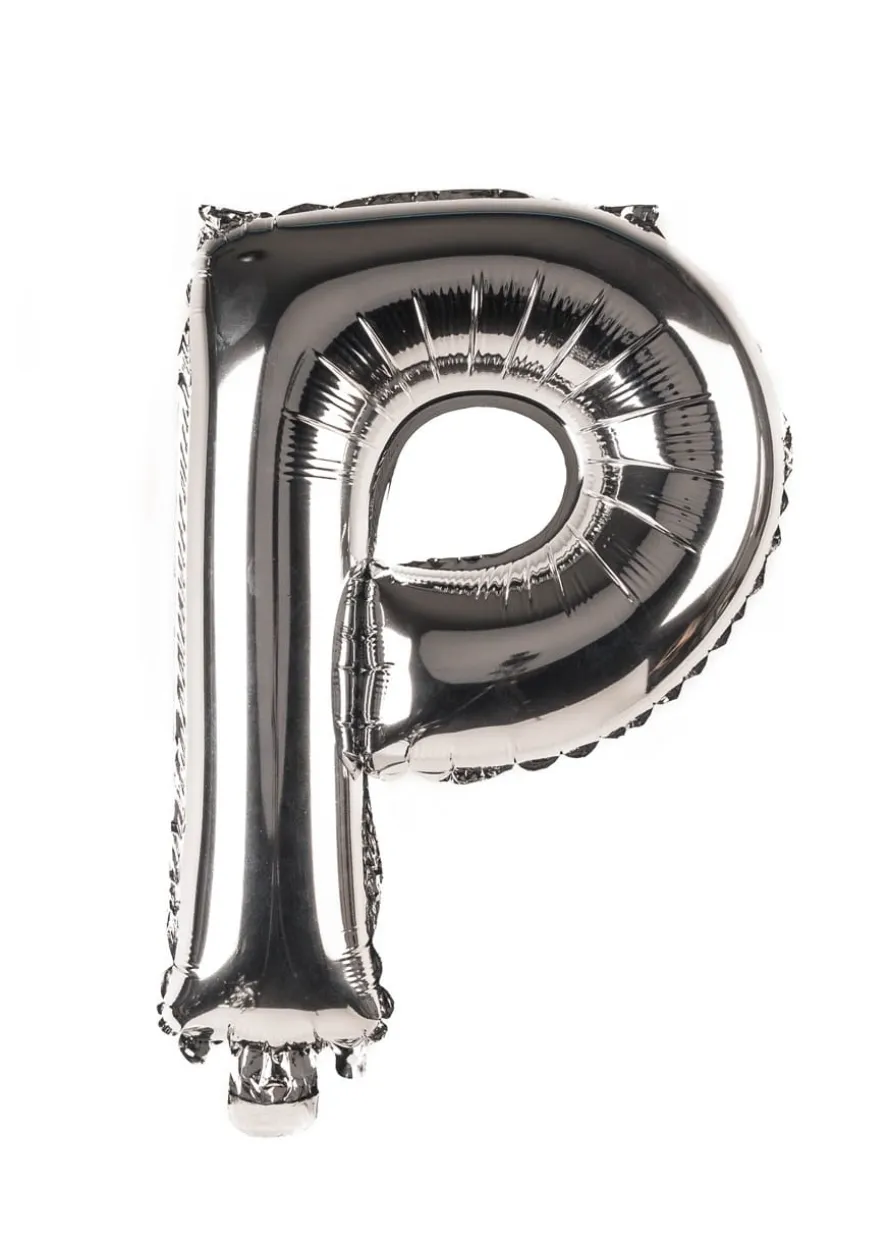 Balon foliowy na powietrze LITERKA P srebrny 40cm