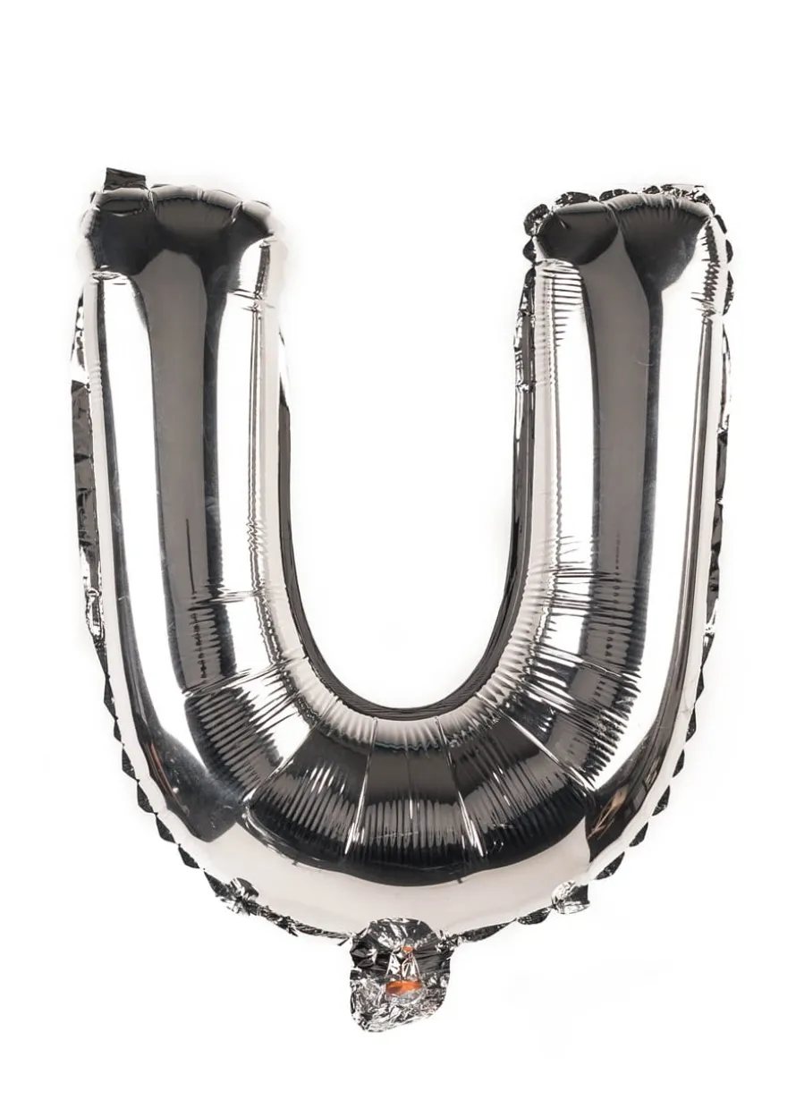Balon foliowy na powietrze LITERKA U srebrny 40cm