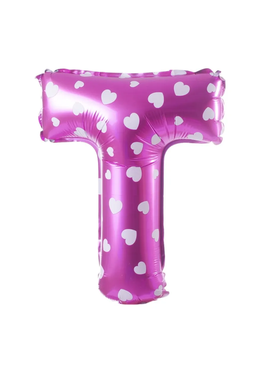 Balon foliowy na powietrze LITERKA T różowy 40cm