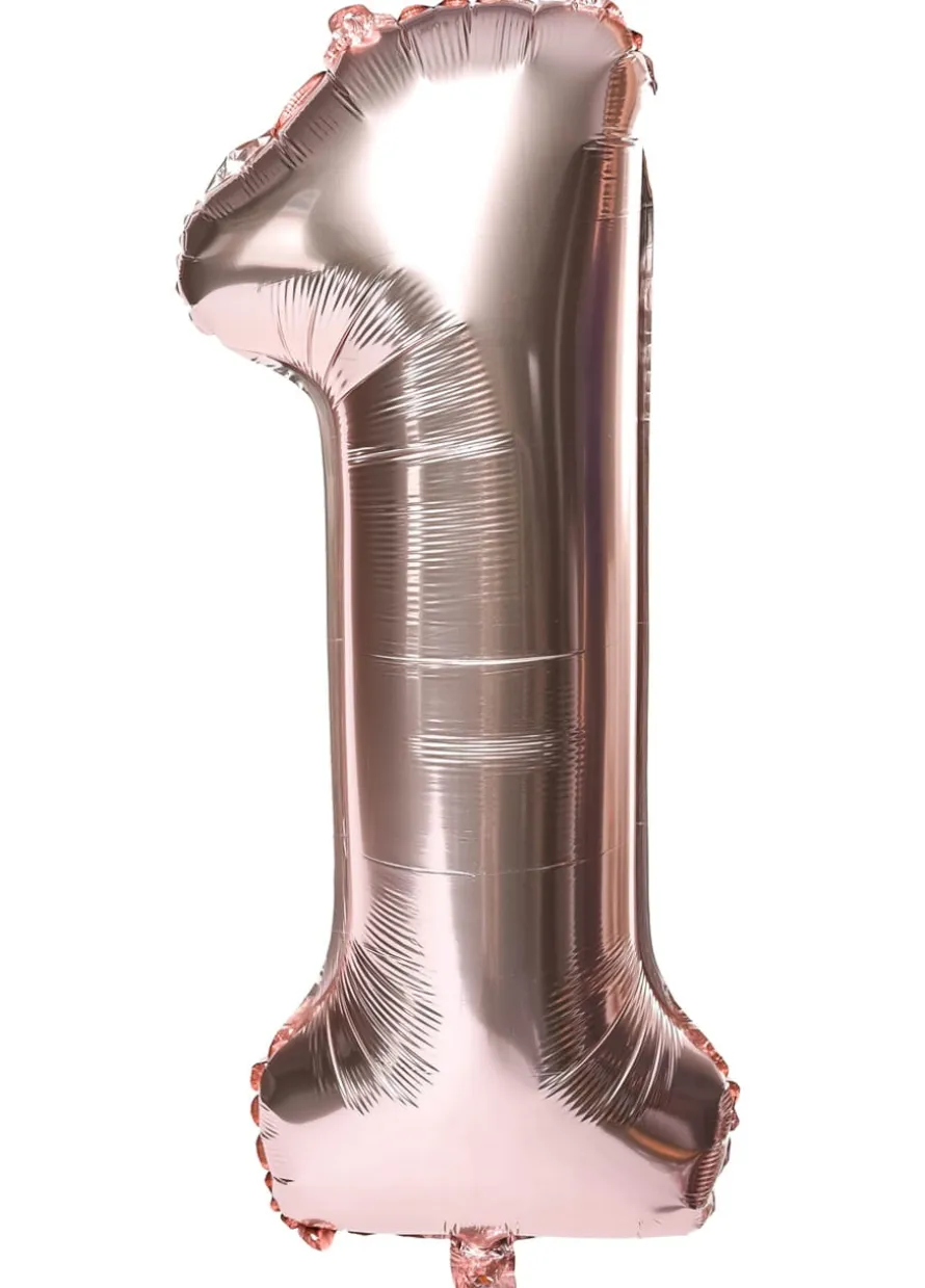 Balon foliowy urodzinowy CYFRA 1 różowe złoto 85cm