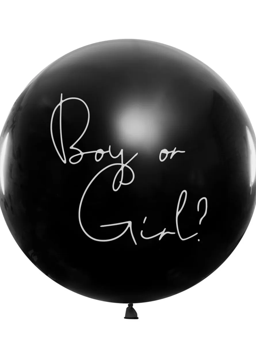Balon gender reveal BOY OR GIRL z różowym konfetti 1m