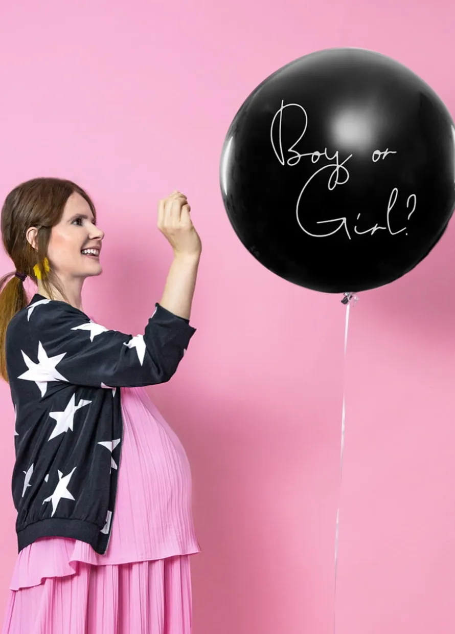 Balon gender reveal BOY OR GIRL z różowym konfetti 1m
