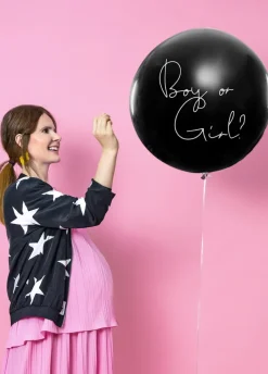 Balon gender reveal BOY OR GIRL z niebieskim konfetti 1m