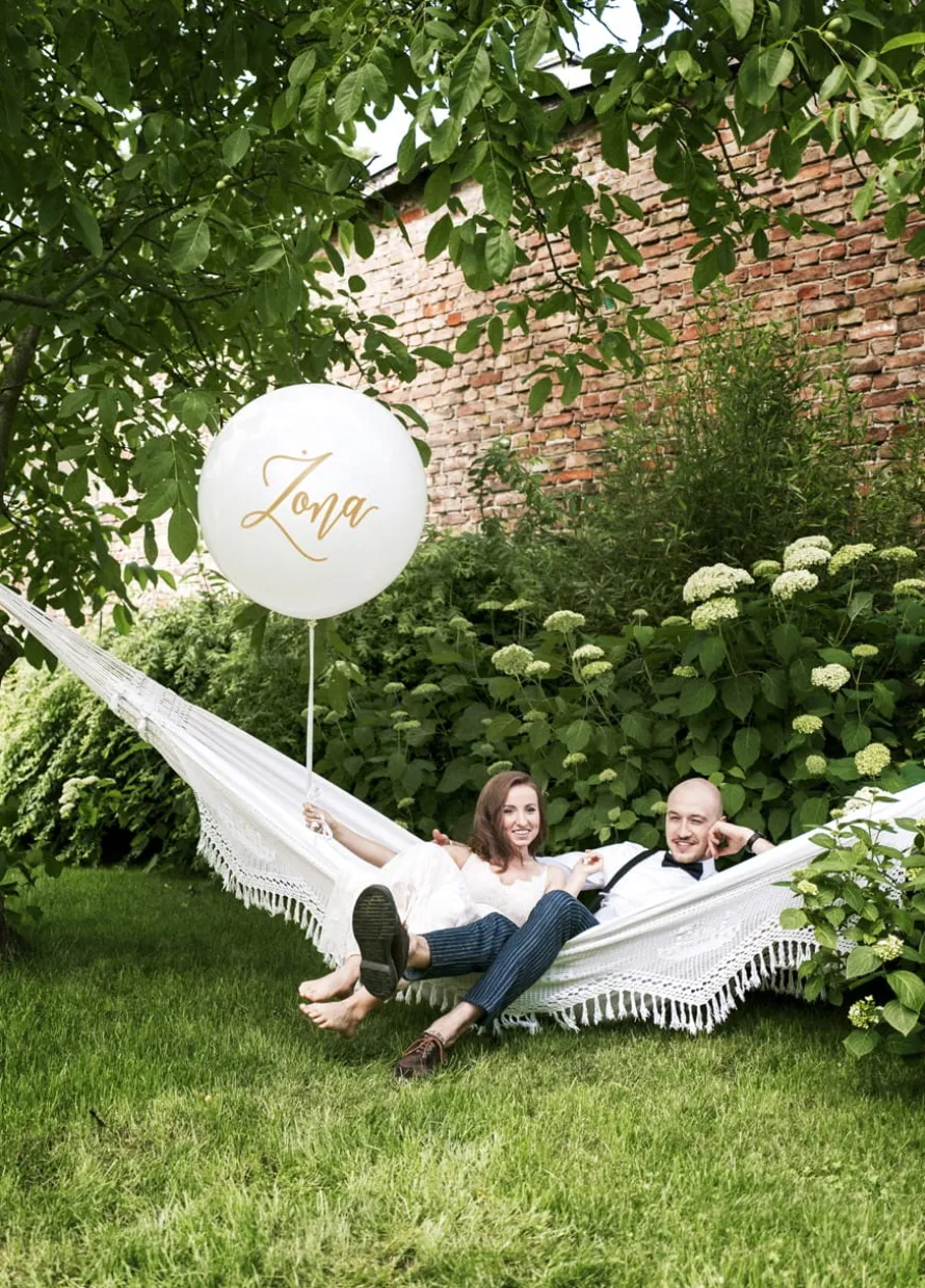 Balon gigant na wesele ze złotym napisem ŻONA