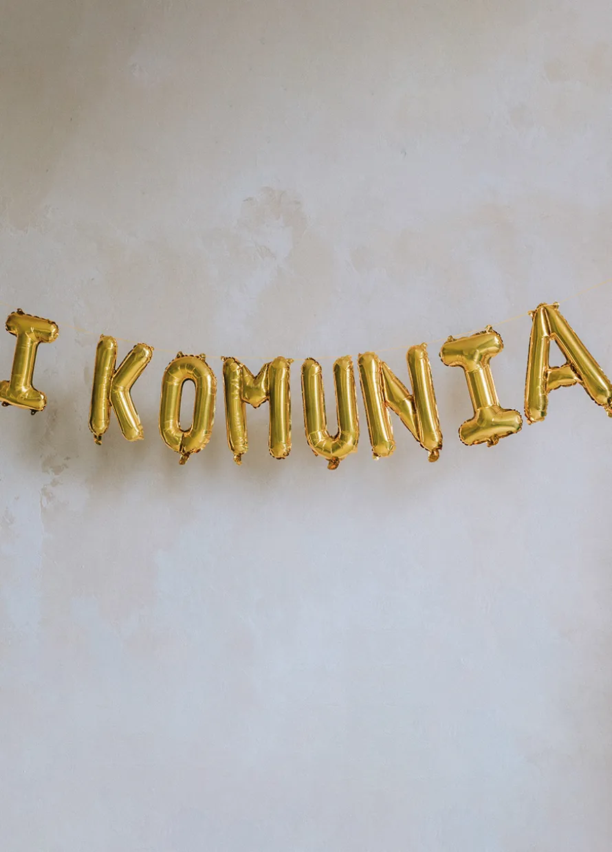 Balon KOMUNIJNY złoty napis