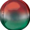 Balon kula CZERWONO-ZIELONY foliowy ombre 40cm