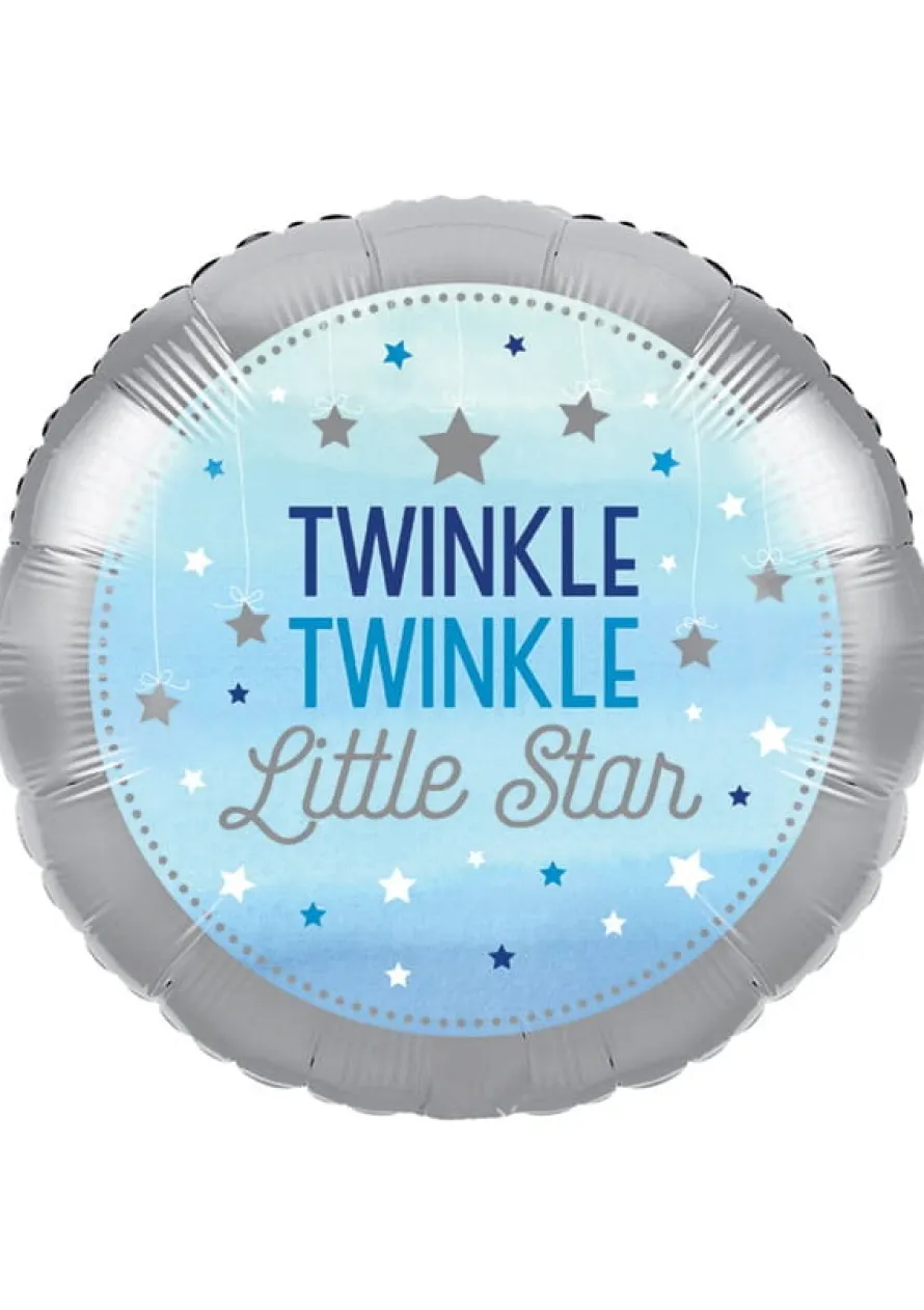 Balon na baby shower GWIAZDECZKA niebieski foliowy 43cm